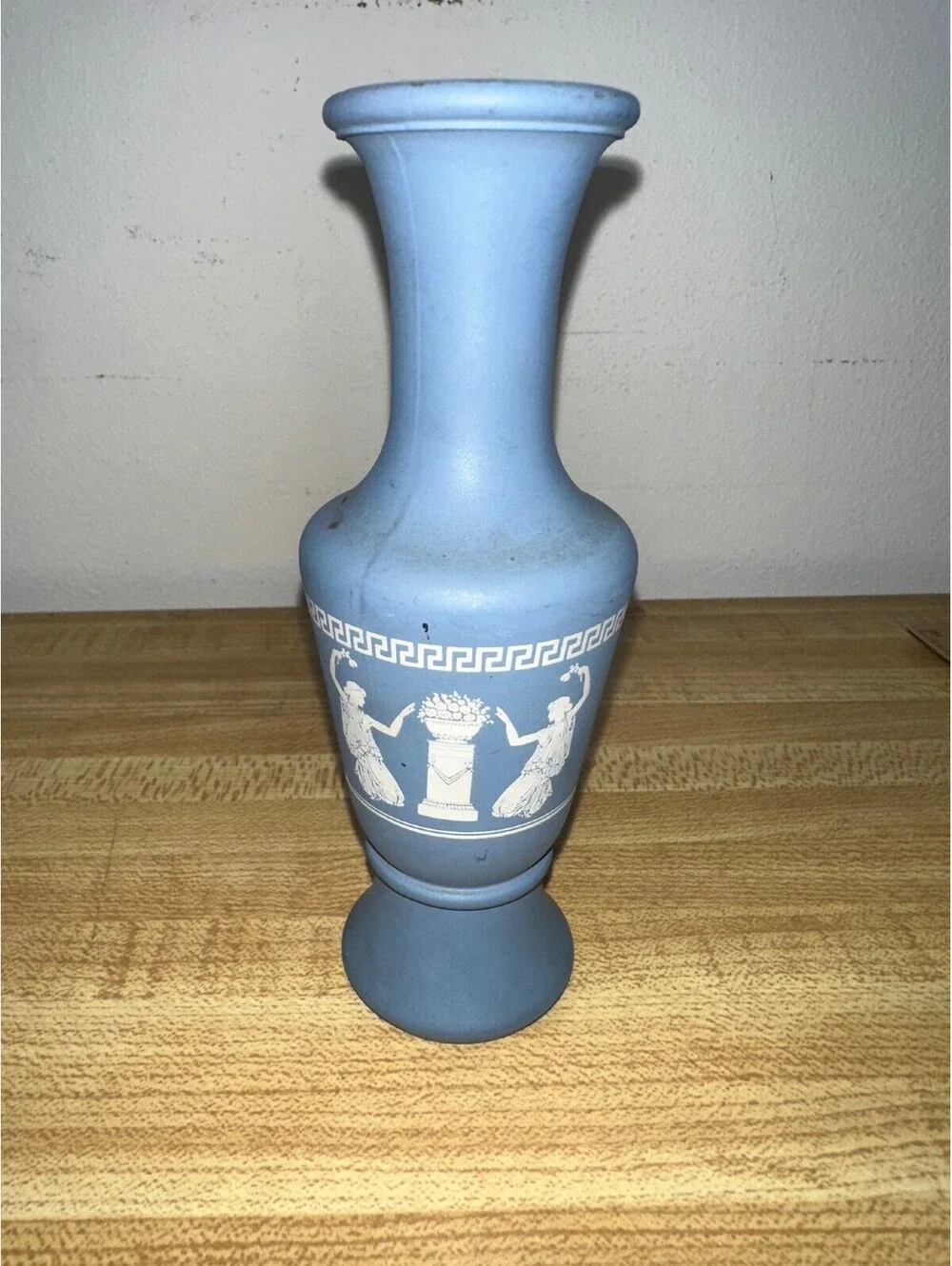 Vintage Blue and White Greek Pastel Ceramic Vase